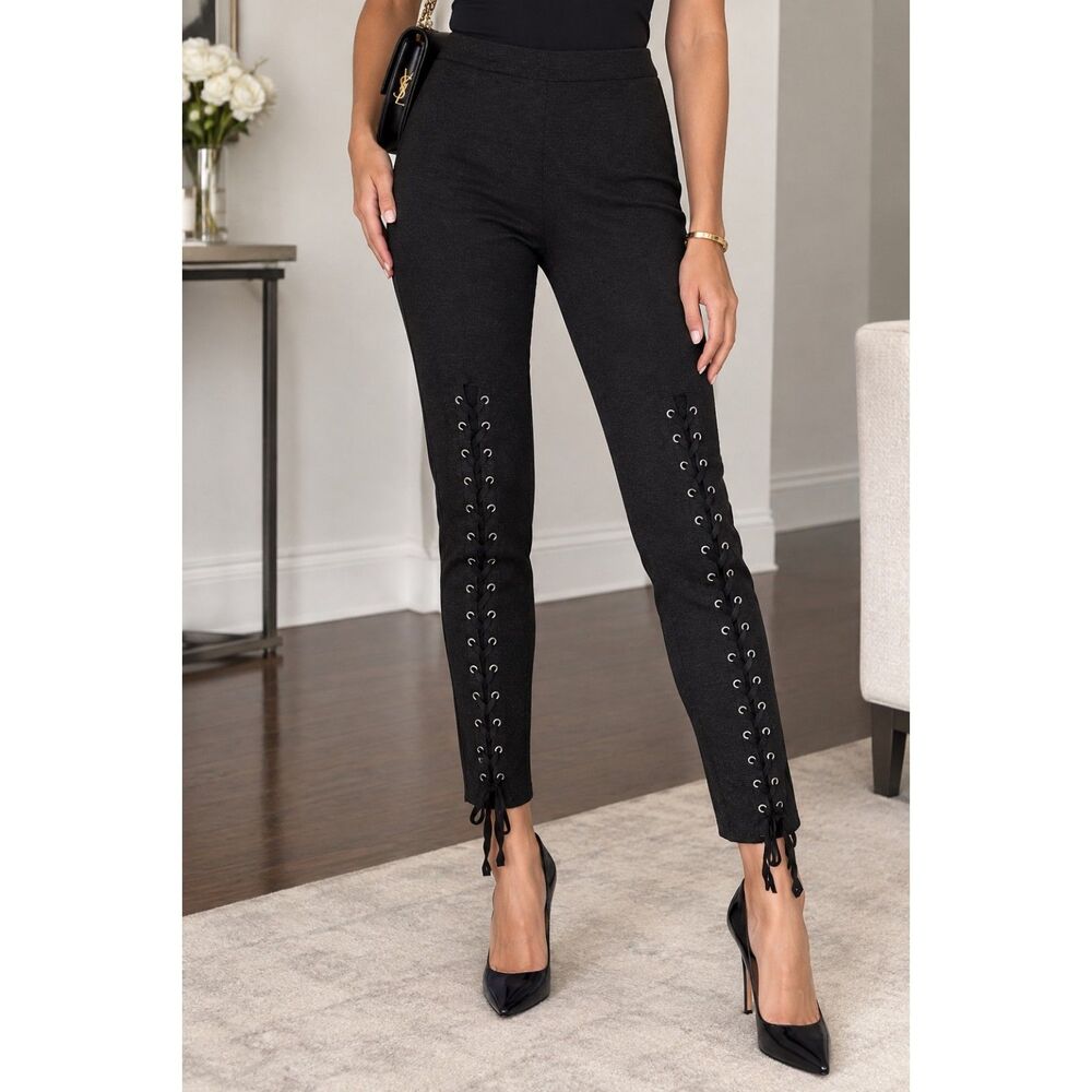 Lovetree-design Women's Dark Grey Lace Up Leggings Size Large Pre-owned